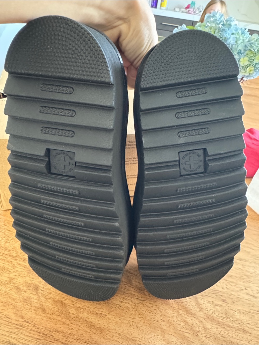 Dr. Martens Black Platform Francis Sandals with Yellow Stitching - Picture 4 of 6